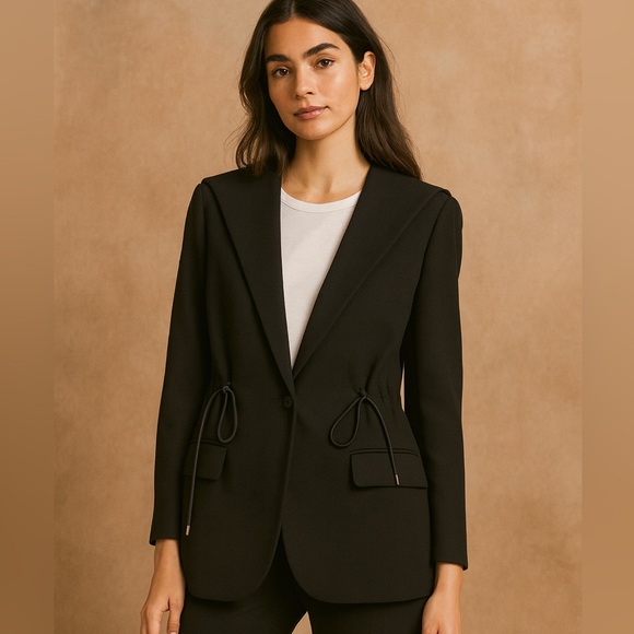 Theory Jackets & Blazers - Theory Black Drape Drawstring Blazer Jacket Size Small